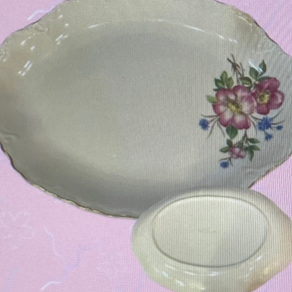 🍀 Vintage Floral Porcelain Small Serving Platter